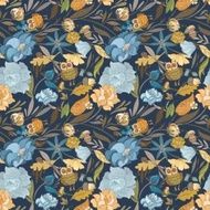 Creative Autumn Blue Vector Pattern N2