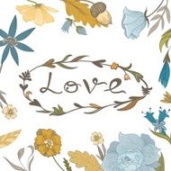 Autumn Floral Frame with Love Lettering