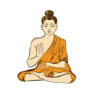 Hand drawn sitting Buddha in meditation Yoga spirit Sketch for