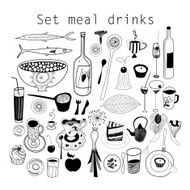 set of food and drink