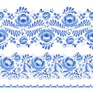 Blue flowers floral russian porcelain beautiful folk ornament N11