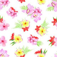 Exotic plumeria frangipani orchid seamless vector print