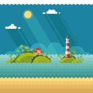 tropical island in the ocean Lighthouse on coastal line N2