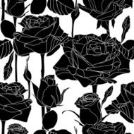 Vector seamless pattern with hand drawn roses flowers N2