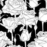 Vector seamless pattern with hand drawn roses flowers N4