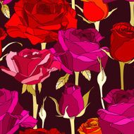 Vector seamless pattern with hand drawn roses flowers N5