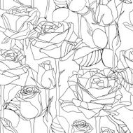 Vector seamless pattern with hand drawn roses flowers N6