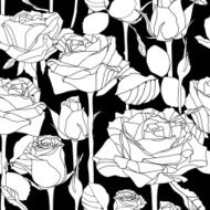 Vector seamless pattern with hand drawn roses flowers N7