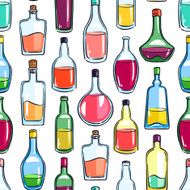 Seamless bottles of various alcohol