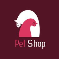 Cat and dog best friends sign for pet shop logo