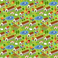 Big farmer pattern Fields animals plants