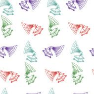 Vector seamless hand-drawn pattern with old gramophone