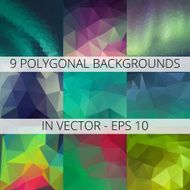 Set of 9 abstract triangle polygonal backgrounds N3