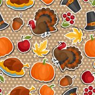 Happy Thanksgiving Day seamless pattern with holiday sticker objects
