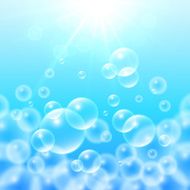Transparent floating up soap bubbles