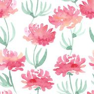 hand drawn watercolor peonies seamless vector pattern N4