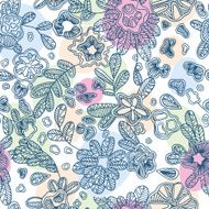 Textile seamless abstract pattern with hand-drawn flowers vector illustration
