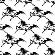 Graceful black horses seamless pattern