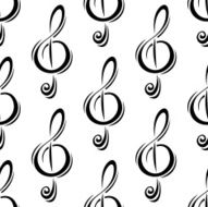 Black treble clefs seamless pattern