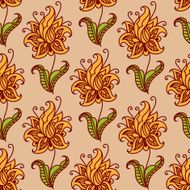Orange flowers retro seamless pattern