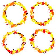 Autumnal leaves frames and borders set