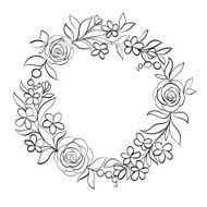 Beautiful black and white Floral circular frame