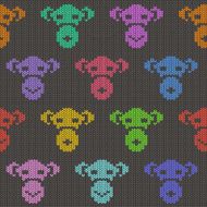Knitted Seamless Pattern with Monkey Faces N3