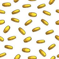Seamless cartoon pattern of gold coins Vector