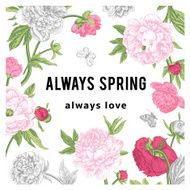 Vintage vector floral card Peonies