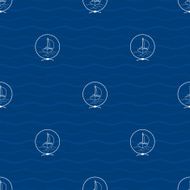 Seamless Pattern with Yacht