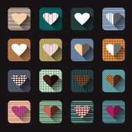 Vector illustration icon set of red hearts shape