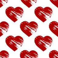 Seamless pattern with brush-stroke hearts