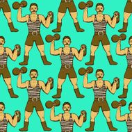 Sketch circus strongman in vintage style