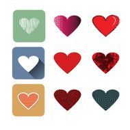 Vector illustration icon set of red hearts shape N3