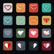 Vector illustration icon set of red hearts shape N5
