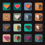 Vector illustration icon set of red hearts shape N6