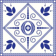 Mediterranean traditional blue and white tile pattern N3