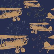 Vintage seamless pattern with airplanes