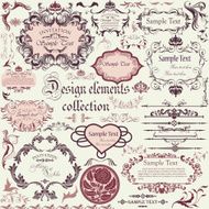 Vector set of calligraphic design elements and floral frames N2