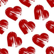 Seamless pattern with brush-stroke hearts N2