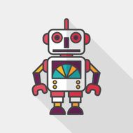 vintage robot flat icon with long shadow eps 10 N13