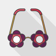 flower glasses flat icon with long shadow eps10 N13