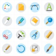 Flat Icons Graphic Design and Creativity Vector Illustration