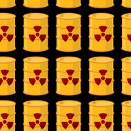 Yellow barrels of radioactive substance seamless pattern Vector