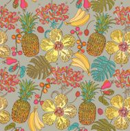 Seamless pattern tropical flowers N3