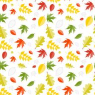 Shiny Autumn Natural Leaves Seamless Pattern Background Vector