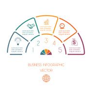 Lines Semicircle infographic five positions N2