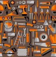 Color seamless pattern of building tools N2