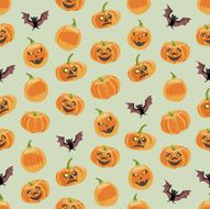 Seamless colorful background made of pumpkin and bat