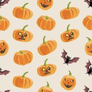 Seamless colorful background made of pumpkin and bat N2